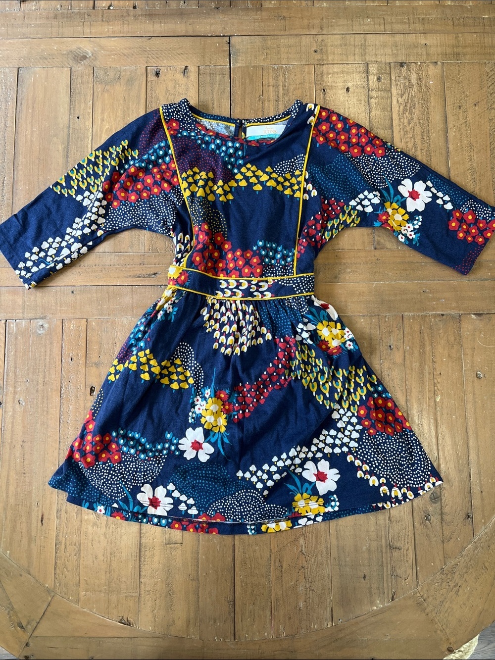 Mini Boden the Belgravia icon dress navy floral abstract dress 7-8 years